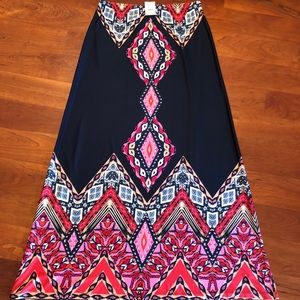 Navy & Pink Multi-Color Skirt